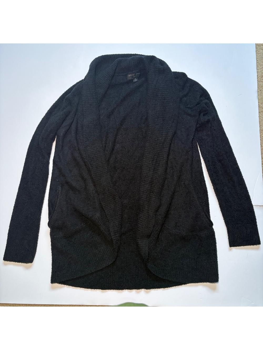 Barefoot Dreams CozyChic Lite Black Open Cardigan Sweater Medium
